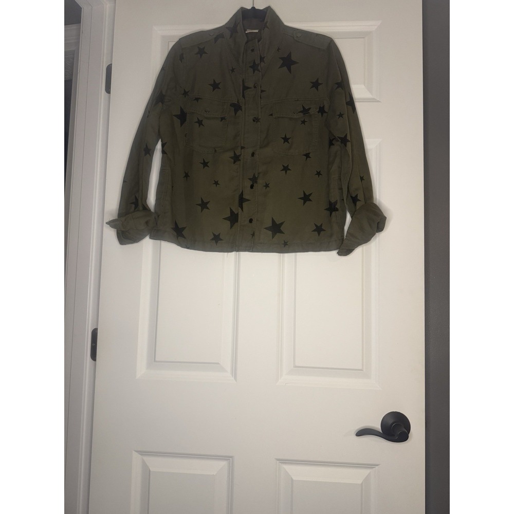 By Together Utility Jacket Green W Black Stars Small